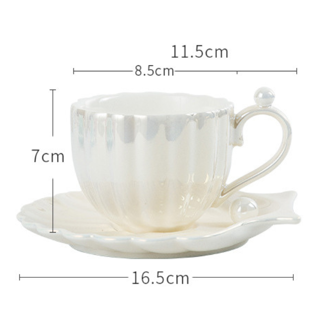 Seashell Mug Cup with a Seashell Saucer, Perfect for the Beach (240ml/8.11oz)