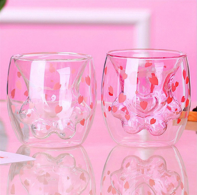 Baby Kitten Paw-Shaped 3D Glass Cup