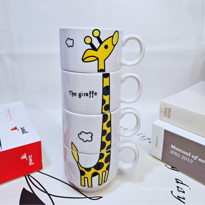 Giraffe Espresso Coffee Mug/Tea Cup Set(4 Cups) for Espresso/Coffee/Tea/Milk/Breakfast (200ml/6.76oz)