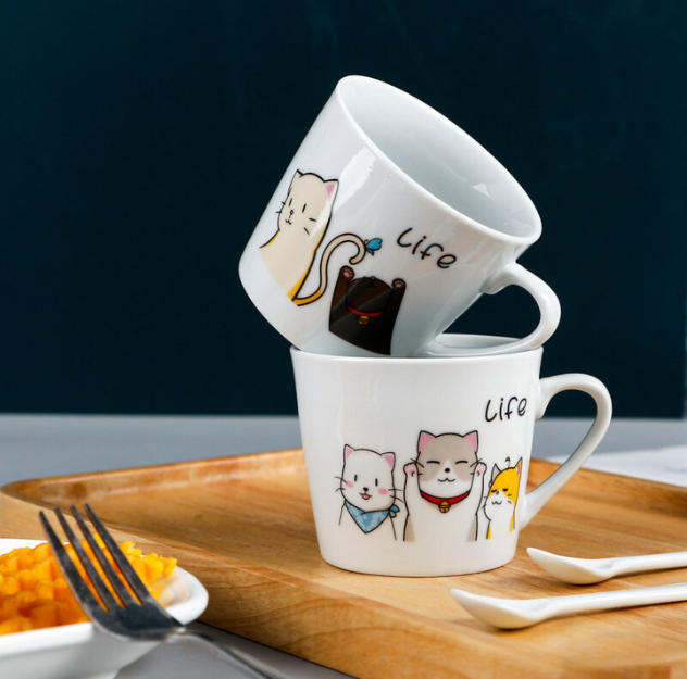 Kitten Espresso Coffee Mug Set(4 Cups) for Espresso/Milk/Breakfast (185ml/6.25oz)