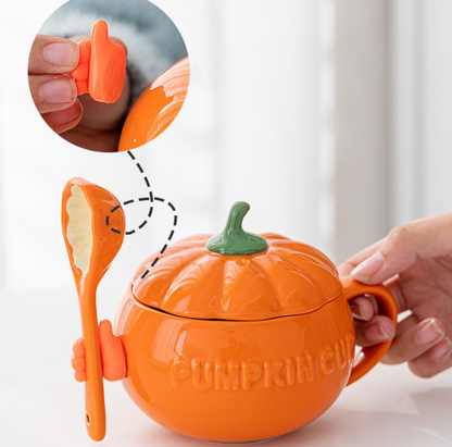 Pumpkin/Avocado Mug/Bowl with Lid&Spoon for Cereal/Soup/Congee (300ml/10.14oz)