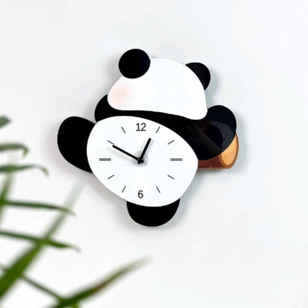 Baby Panda Clock/Novelty Clock/Funny Clock/Wall Clock/Non Ticking for Home Decor