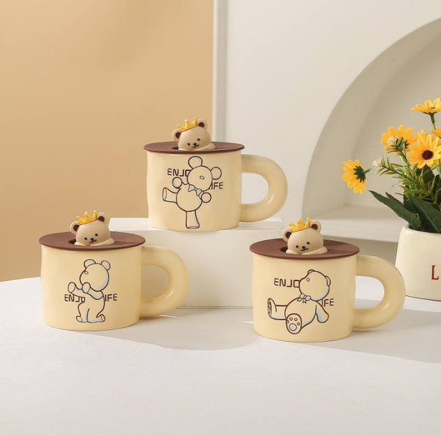 Bear Mug with Baby Teddy Bear King Lid (400ml/13.52oz)