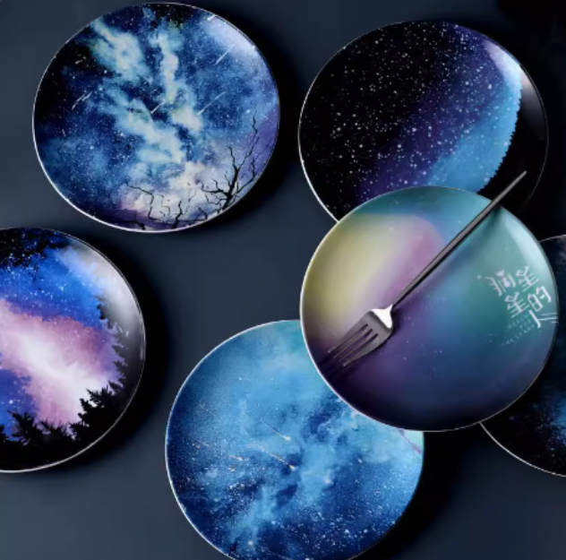 Dreamy Cosmic Galaxy Plates for Dinner/Food/Hot Food(20.5cm/8.07")