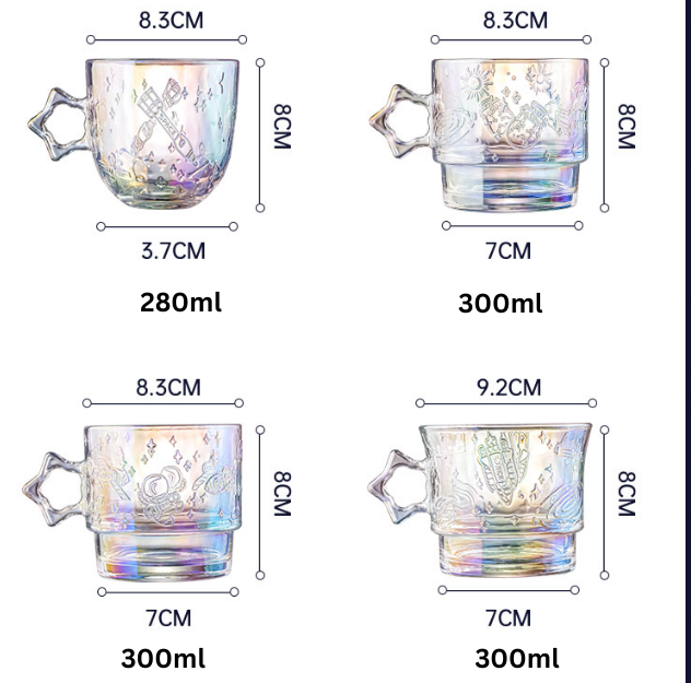 Astronaut starry glassware /4 piece cup set/ Star Cup