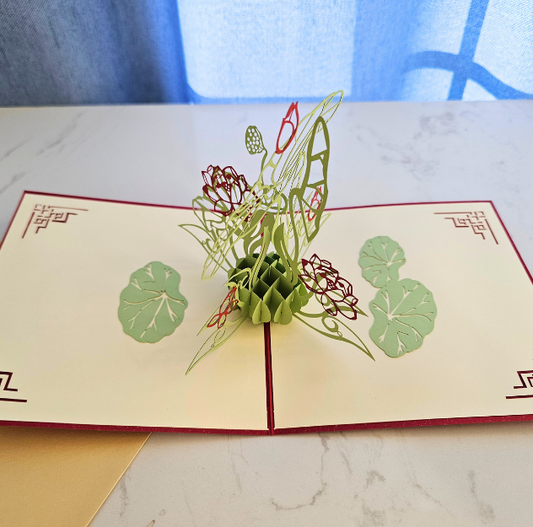 Lotus Flower 3D/Pop-up Cards for Birthday/Event/Gift/Mother's day