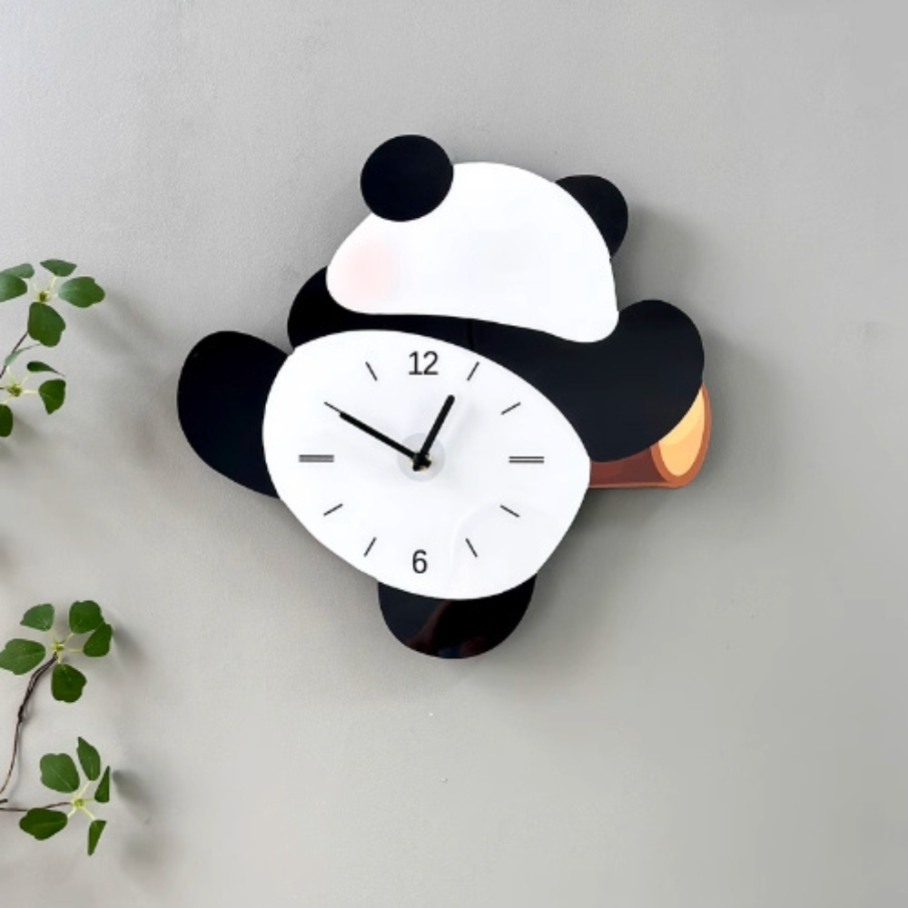 Baby Panda Clock/Novelty Clock/Funny Clock/Wall Clock/Non Ticking for Home Decor