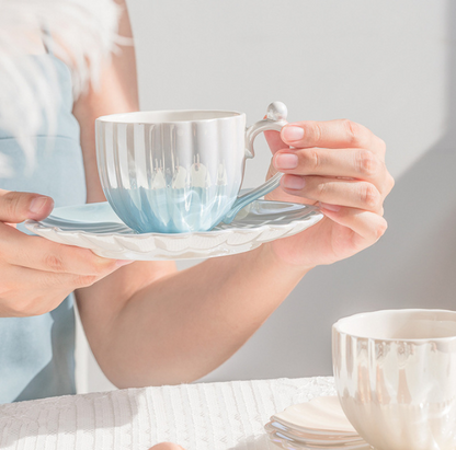 Seashell Mug Cup with a Seashell Saucer, Perfect for the Beach (240ml/8.11oz)