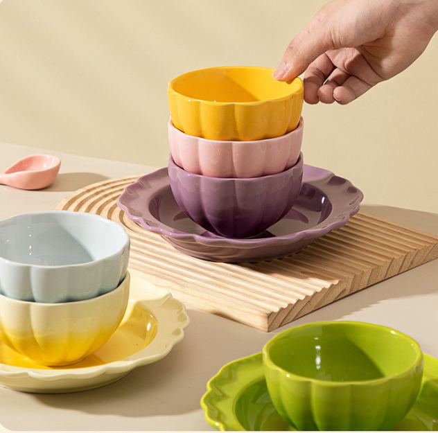 Colorful Gradation Bowl Plates/Pasta Plates for Pasts/Soup/Salad/Sauce