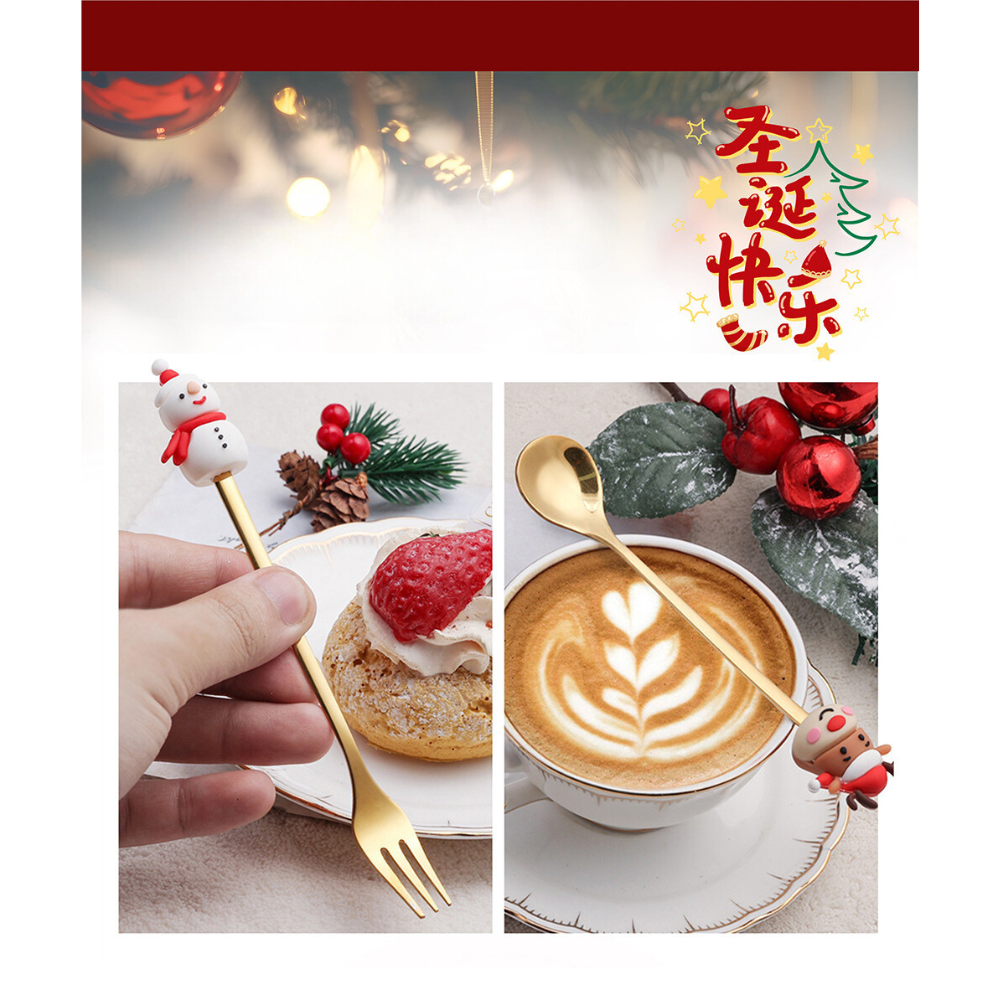 Christmas Edition Gold Spoon & Fork Set (2pcs) – Festive Holiday Flatware for Christmas Table Decor, Gifts and Dining