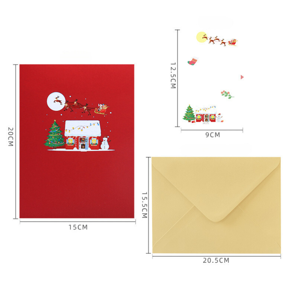 Christmas House 3D/Pop-up Cards for Christmas/Birthday/Event/Gift/Mother's day