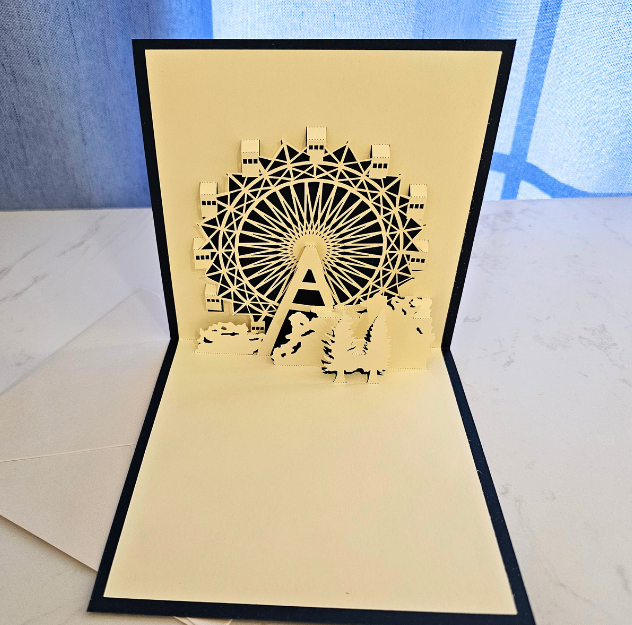 Ferris Wheel(Blue) 3D/Pop-up Cards for Birthday/Event/Gift/Mother's day