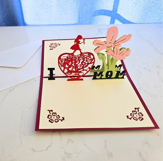 I-LOVE-MOM 3D/Pop-up Cards for Birthday/Event/Gift/Mother's day