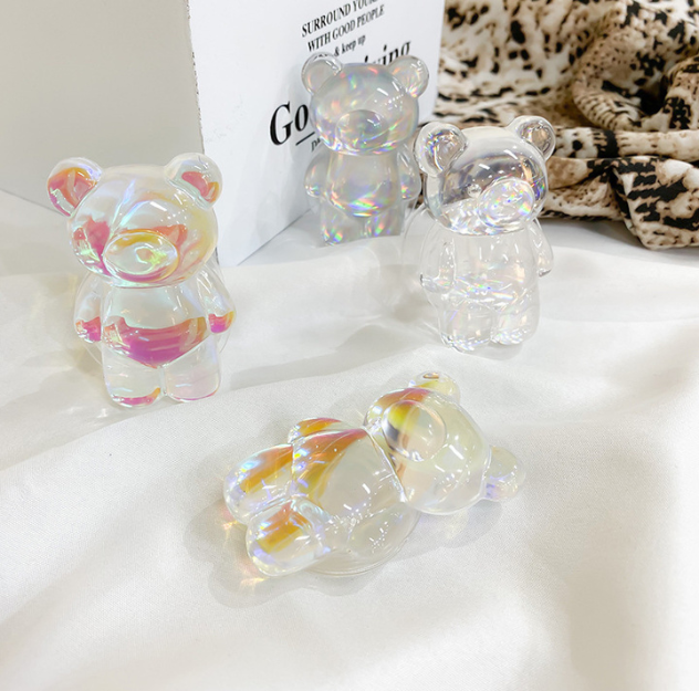 Laser 3D Teddy Bear Resin Smart Phone Finger Holder/Phone Stand for Watching Video/Drama/TV Show