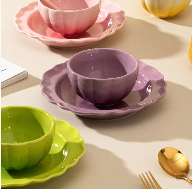 Colorful Gradation Bowl Plates/Pasta Plates for Pasts/Soup/Salad/Sauce