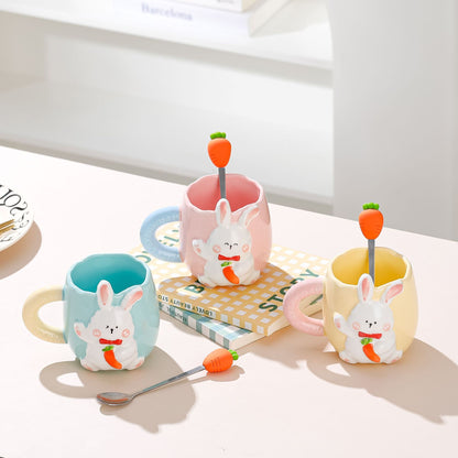 Rabbit/Bunny Mug Cup with Carrot Spoon for Coffee/Milk/Drink/Water (400ml/13.52oz)