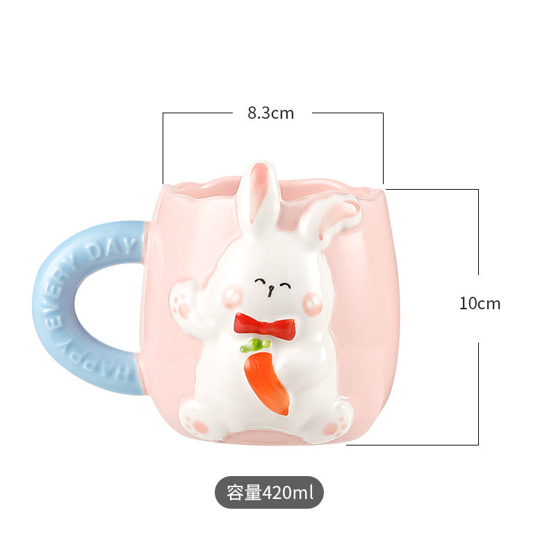 Rabbit/Bunny Mug Cup with Carrot Spoon for Coffee/Milk/Drink/Water (400ml/13.52oz)