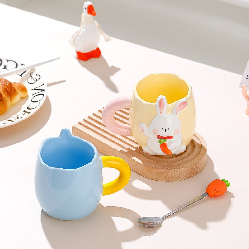 Rabbit/Bunny Mug Cup with Carrot Spoon for Coffee/Milk/Drink/Water (400ml/13.52oz)