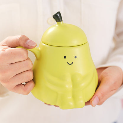 Cartoon Style-Cuddle Pear Mug Cup with Lid (540ml/18.24oz)