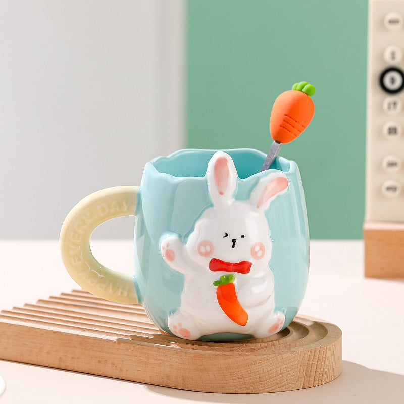 Rabbit/Bunny Mug Cup with Carrot Spoon for Coffee/Milk/Drink/Water (400ml/13.52oz)