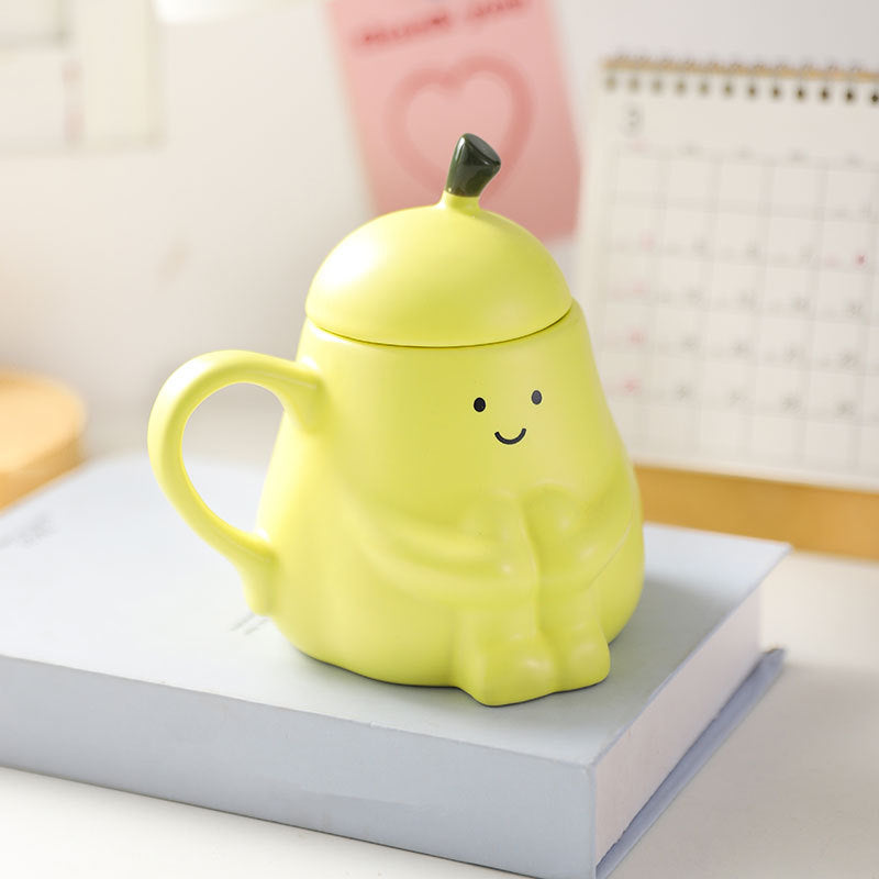 Cartoon Style-Cuddle Pear Mug Cup with Lid (540ml/18.24oz)