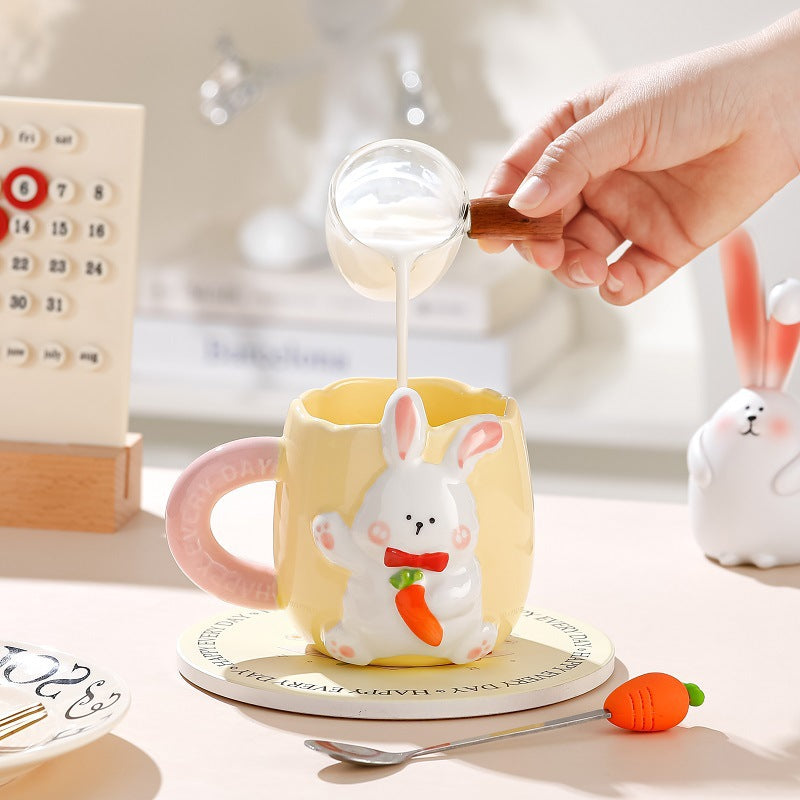 Rabbit/Bunny Mug Cup with Carrot Spoon for Coffee/Milk/Drink/Water (400ml/13.52oz)