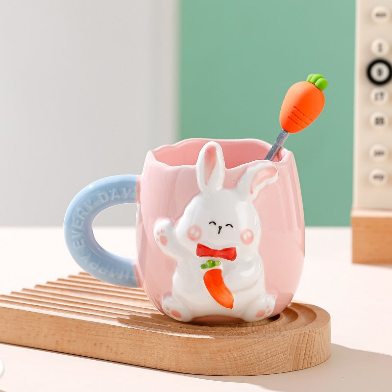 Rabbit/Bunny Mug Cup with Carrot Spoon for Coffee/Milk/Drink/Water (400ml/13.52oz)