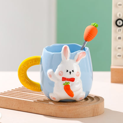 Rabbit/Bunny Mug Cup with Carrot Spoon for Coffee/Milk/Drink/Water (400ml/13.52oz)