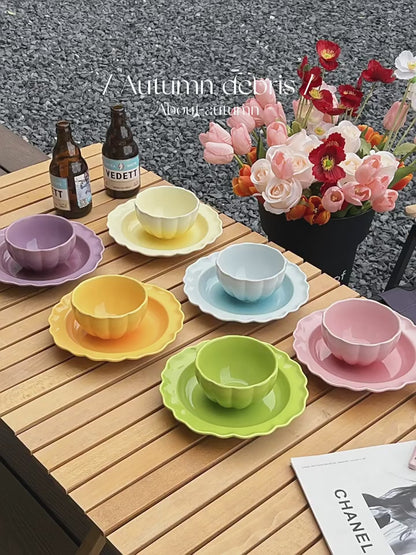 Colorful Gradation Bowl Plates/Pasta Plates for Pasts/Soup/Salad/Sauce